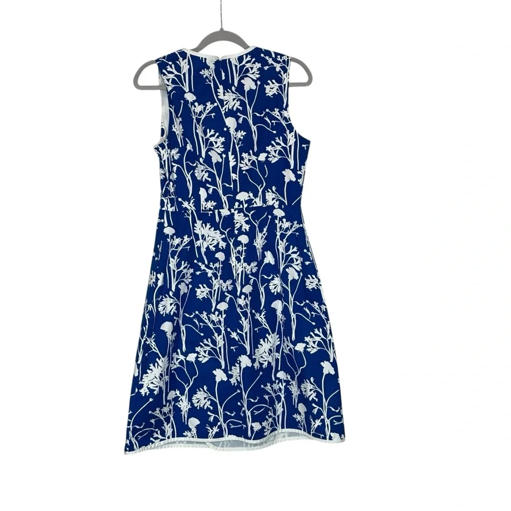 Kate Spade Saturday Blue White Floral Poppy Faux Wrap Dress | 8